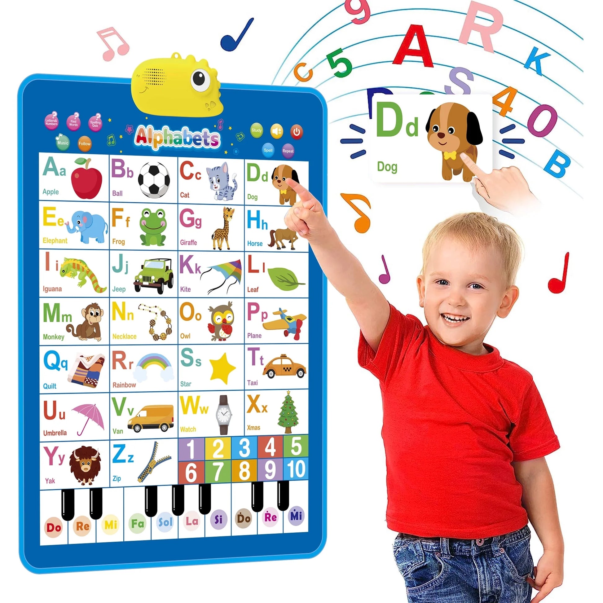 Electronic Alphabet Wall Chart, Alphabet and Numbers Learning Toddler Toys for 2 Year Olds, Educational Toys for 2 3 4 5 Year Olds Boys and Girls, ABC Learning Toys with Dinosaur Pronunciat