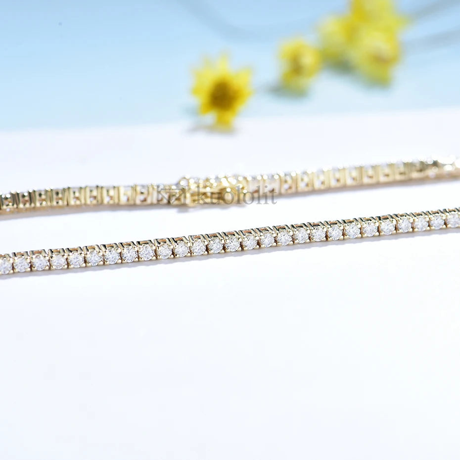 18K 14K Gold Moissanite Tennis Bracelets for Women round 1.6Mm D/VVS Bracelet for Romantic Engagement Party Gifts 2022