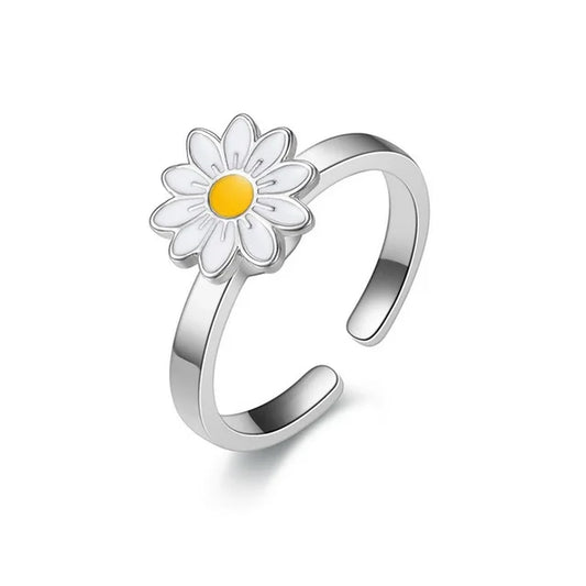 Butterfly Daisy Anxiety Ring Rotatable Spinner Ring Girls Women Jewelry for Party Anxiety Relief Ring Fidget anti Stress Rings