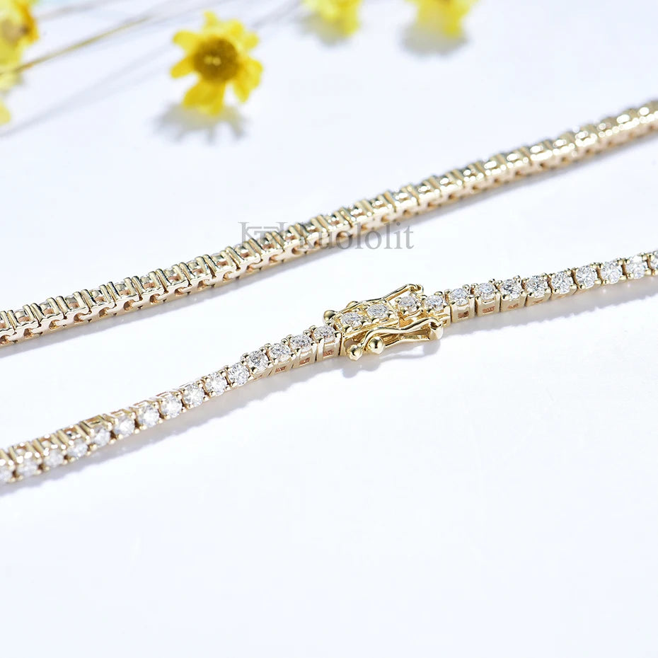 18K 14K Gold Moissanite Tennis Bracelets for Women round 1.6Mm D/VVS Bracelet for Romantic Engagement Party Gifts 2022