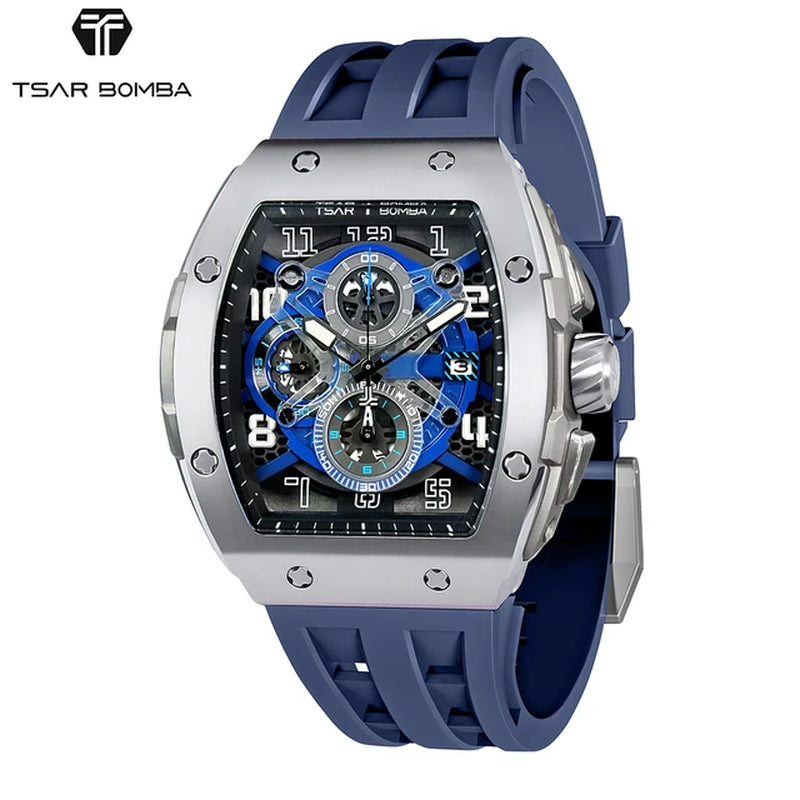 TSAR BOMBA Men Quartz 50M Waterproof Luminous Chronograph Calendar Code Watch Men Popular Fashion Trend Casual Business Watch