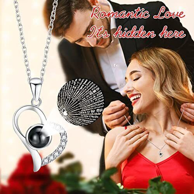 Mothers Day Gifts for Her Preserved Rose with I Love You Necklace in 100