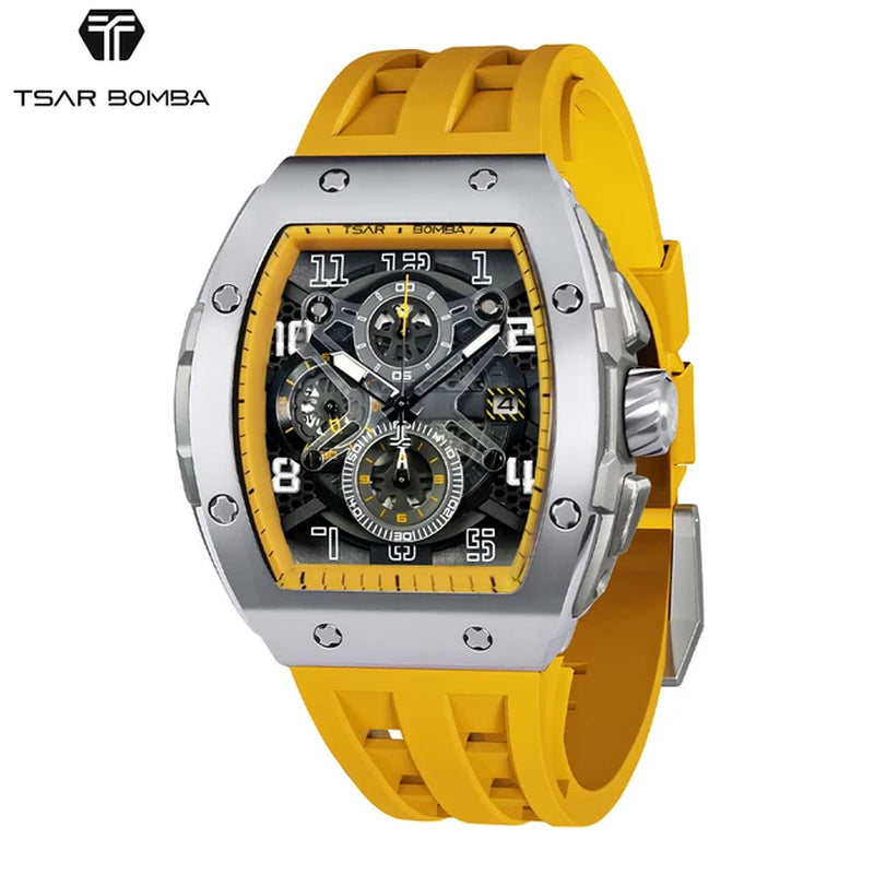 TSAR BOMBA Men Quartz 50M Waterproof Luminous Chronograph Calendar Code Watch Men Popular Fashion Trend Casual Business Watch