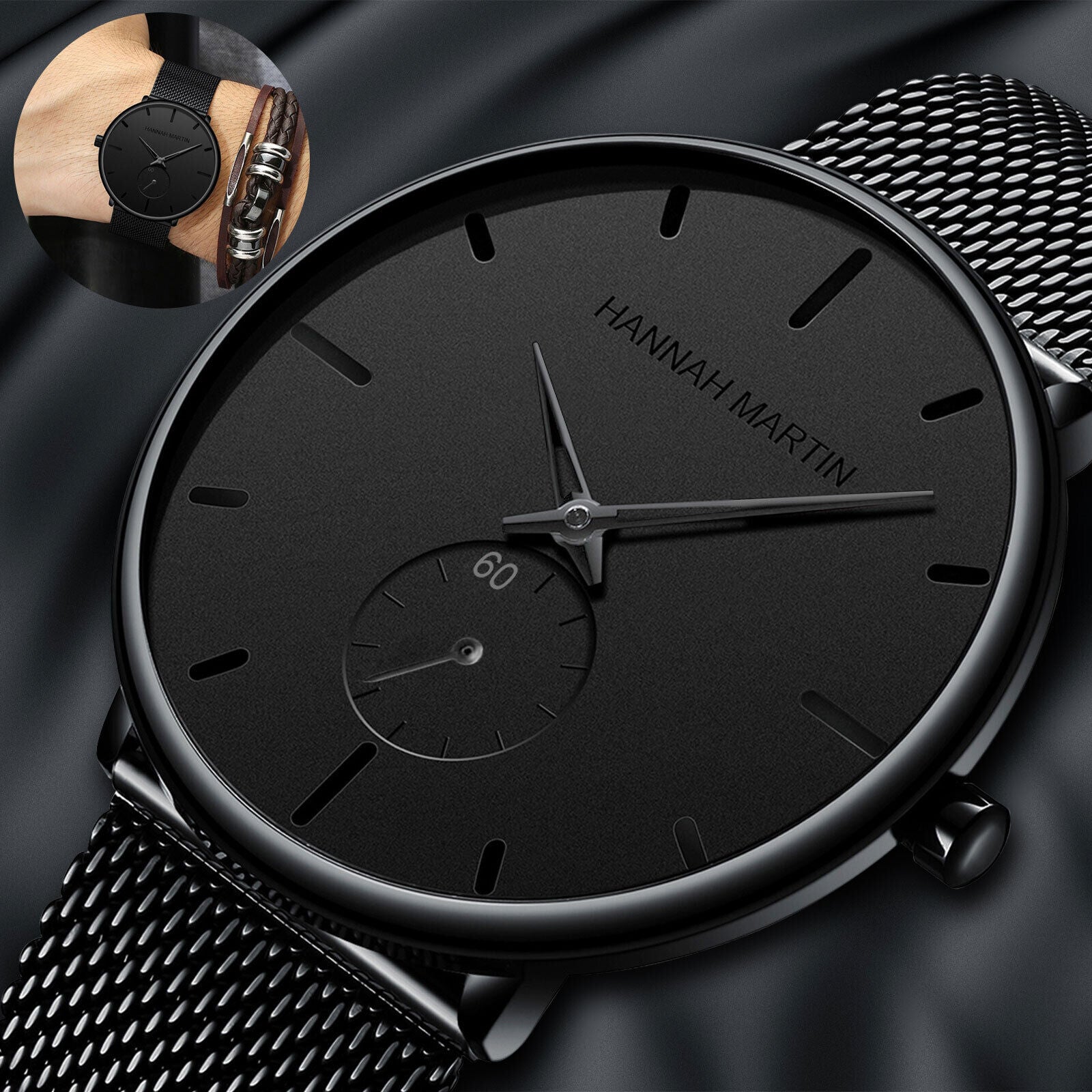 Men'S Quartz Watch Stainless Steel Relojes De Hombre Minimalist Ultra Thin Wrist