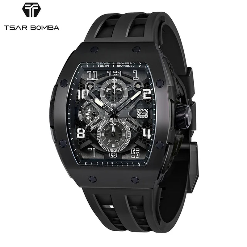 TSAR BOMBA Men Quartz 50M Waterproof Luminous Chronograph Calendar Code Watch Men Popular Fashion Trend Casual Business Watch