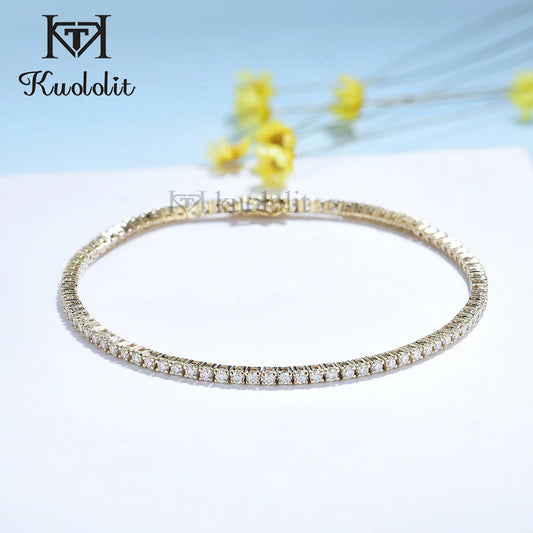 18K 14K Gold Moissanite Tennis Bracelets for Women round 1.6Mm D/VVS Bracelet for Romantic Engagement Party Gifts 2022