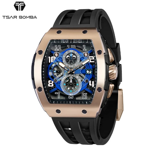 TSAR BOMBA Men Quartz 50M Waterproof Luminous Chronograph Calendar Code Watch Men Popular Fashion Trend Casual Business Watch