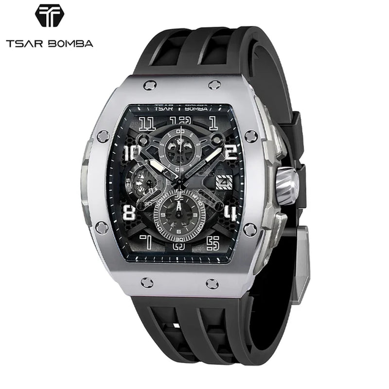 TSAR BOMBA Men Quartz 50M Waterproof Luminous Chronograph Calendar Code Watch Men Popular Fashion Trend Casual Business Watch